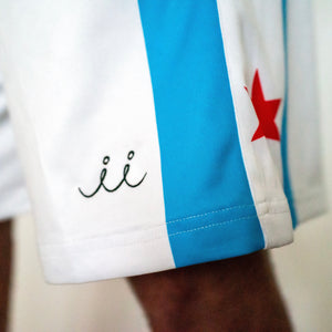 Chi Chi Sport The MVP basketball shorts in white with blue stripes and a red star detail
