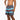 Chi Chi Sport grey athletic shorts with light blue stripes and red stars, featuring a 5-inch inseam and side pockets.