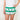 Chi Chi Sport women's running shorts in white with green stripes and shamrock print, featuring built-in briefs.