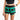 Chi Chi Sport women's running shorts in black and green with shamrock print, featuring built-in briefs and pocket.