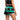 Chi Chi Sport women's running shorts in black and green with shamrock print, featuring built-in briefs and pocket.
