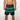 Chi Chi Sport men's 7-inch running shorts in black with green stripes and shamrock print for St. Patrick's Day.